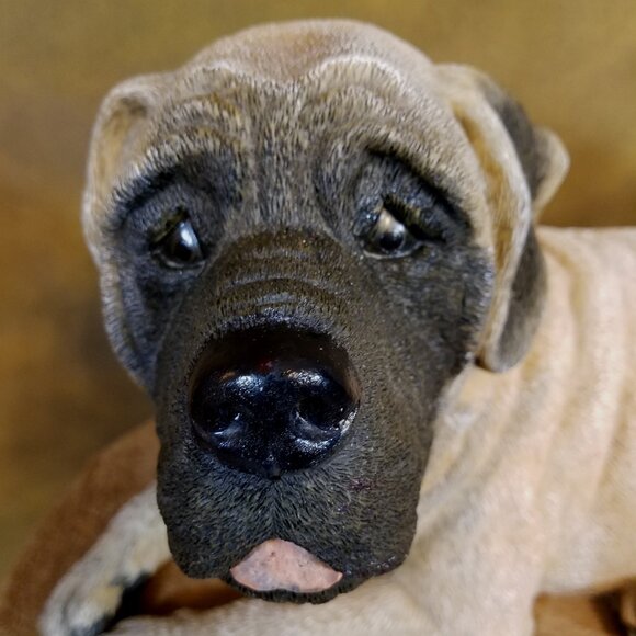 Dog Large Figurine - Mastiff Style - Older Resin - Picture 3 of 13